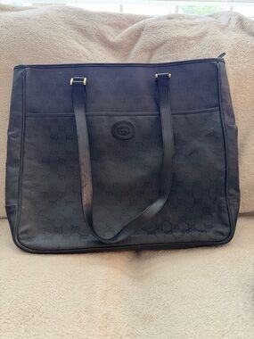Vintage Gucci GG Black Monogram Tote Bag with Double Straps